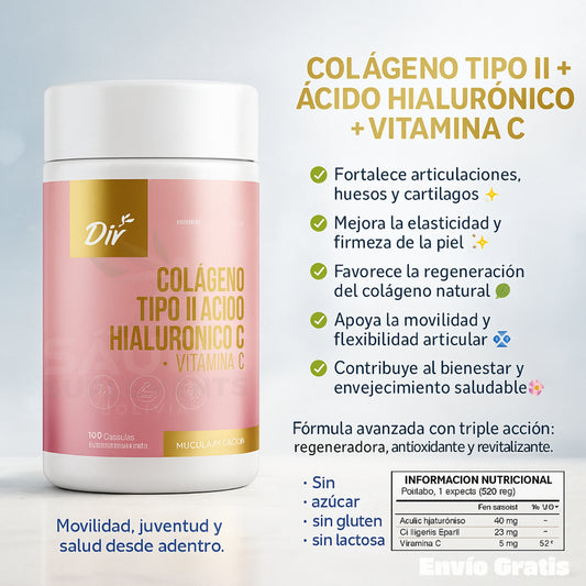 💪 Colágeno Tipo II + Ácido Hialurónico – Movimiento, Fuerza y Flexibilidad