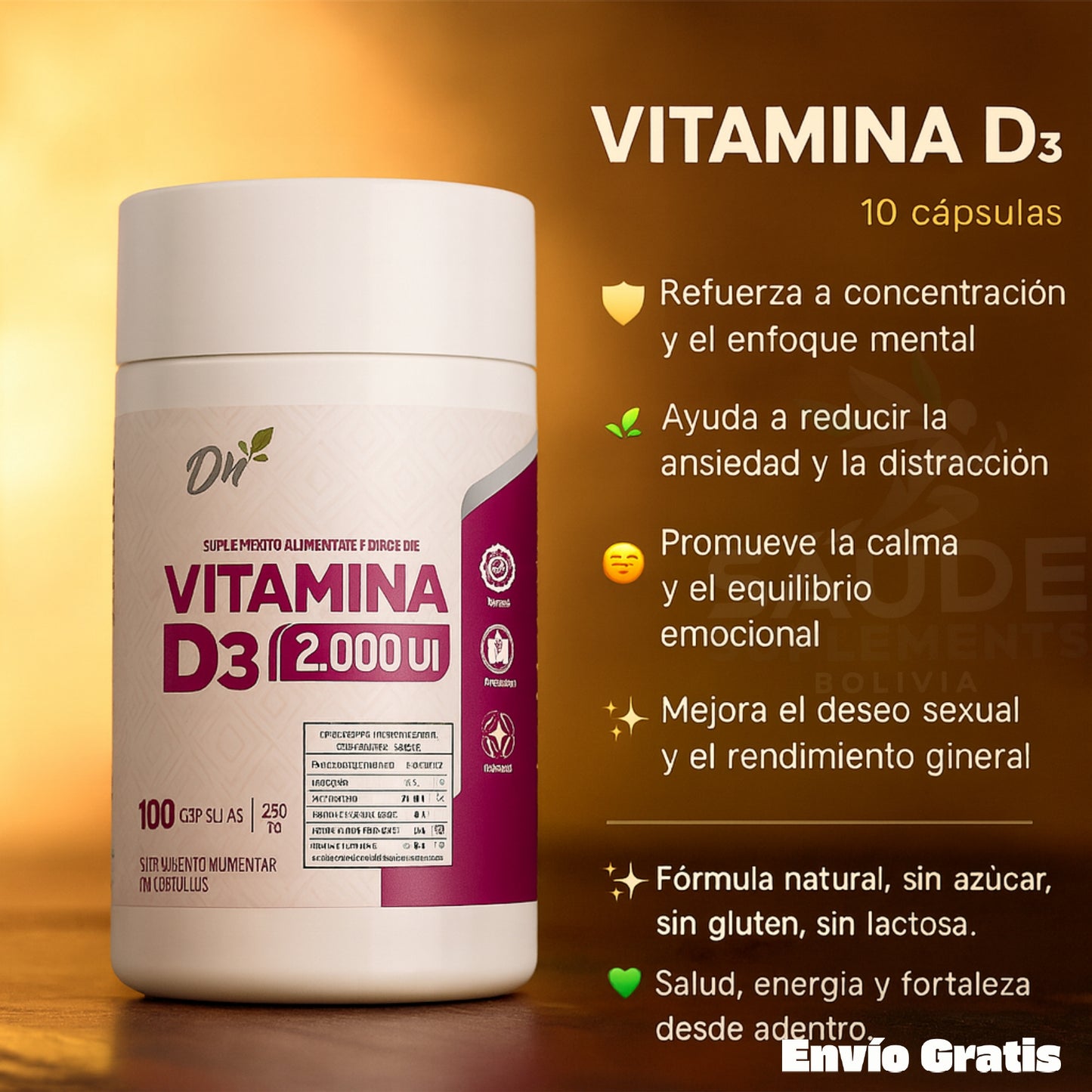 Vitamina D3 – Energía, Defensa y Bienestar en una Cápsula