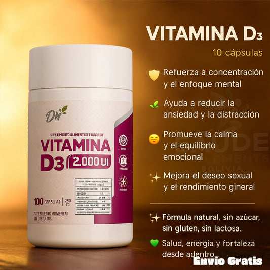 Vitamina D3 – Energía, Defensa y Bienestar en una Cápsula